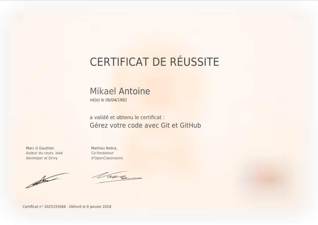 certificat Git - GITHUB