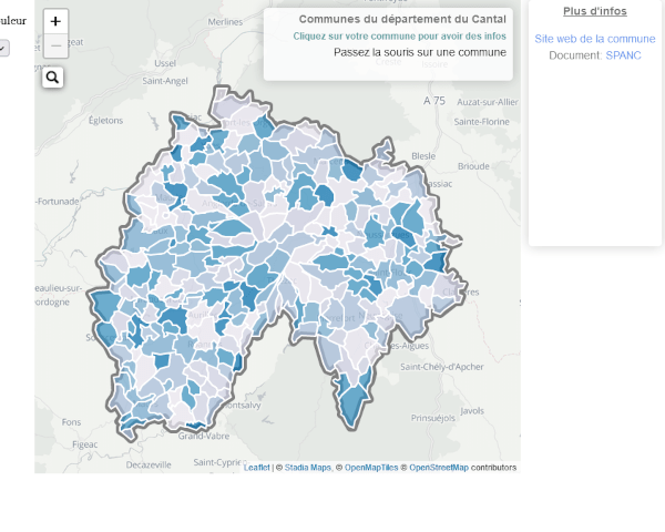 carte interactive des communes du Cantal