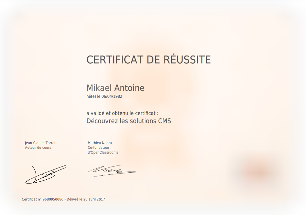 certificat solution cms